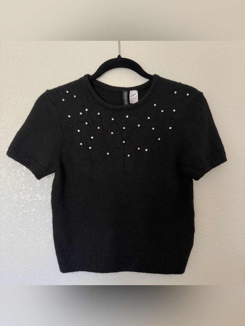 H&M Black Rhinestone Blouse NWOT